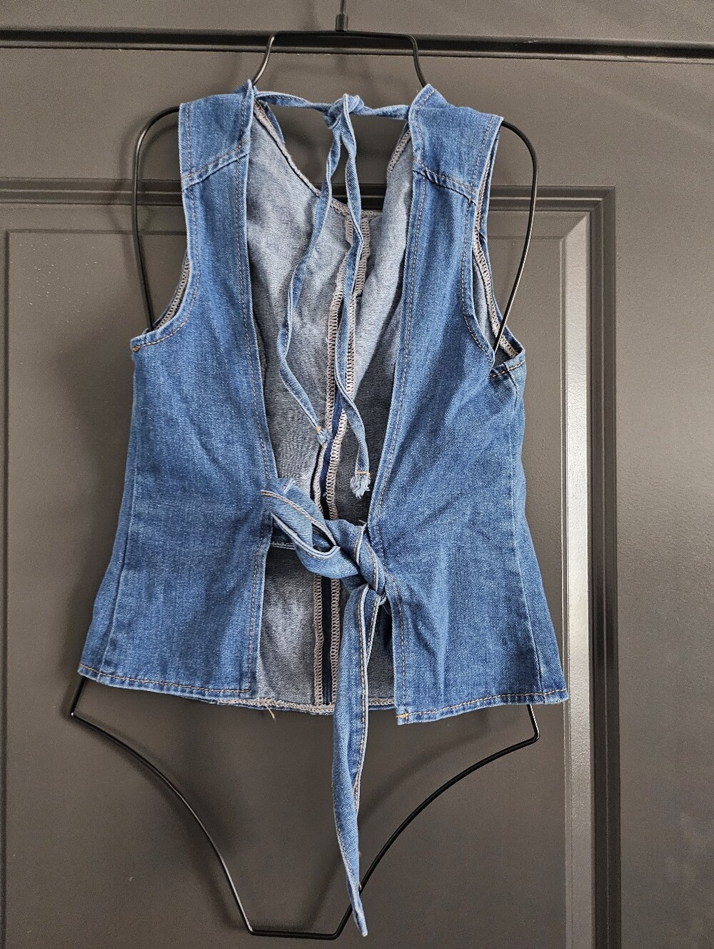 Denim Open Back Top